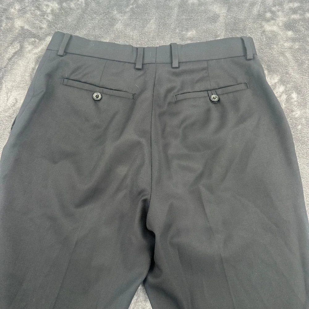 Banana Republic Mens Black 100% Wool Dress Pants Trousers 30x30 Flat Front 596